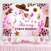 Stirbt ist mein erster Ich komme zurück Cowgirl Geburtstagshintergrund